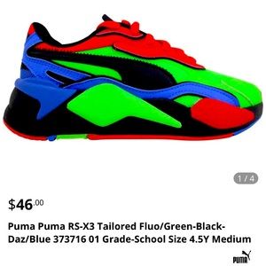 Puma RS-X3 Tailored Green Blue Black Sneakers size 5.5